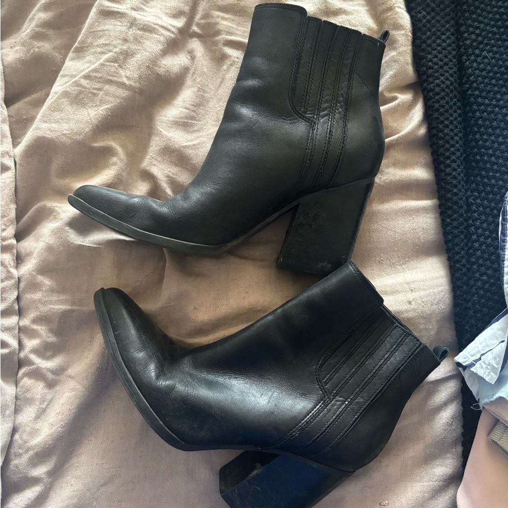Black Marc Fisher Leather Ankle Boots